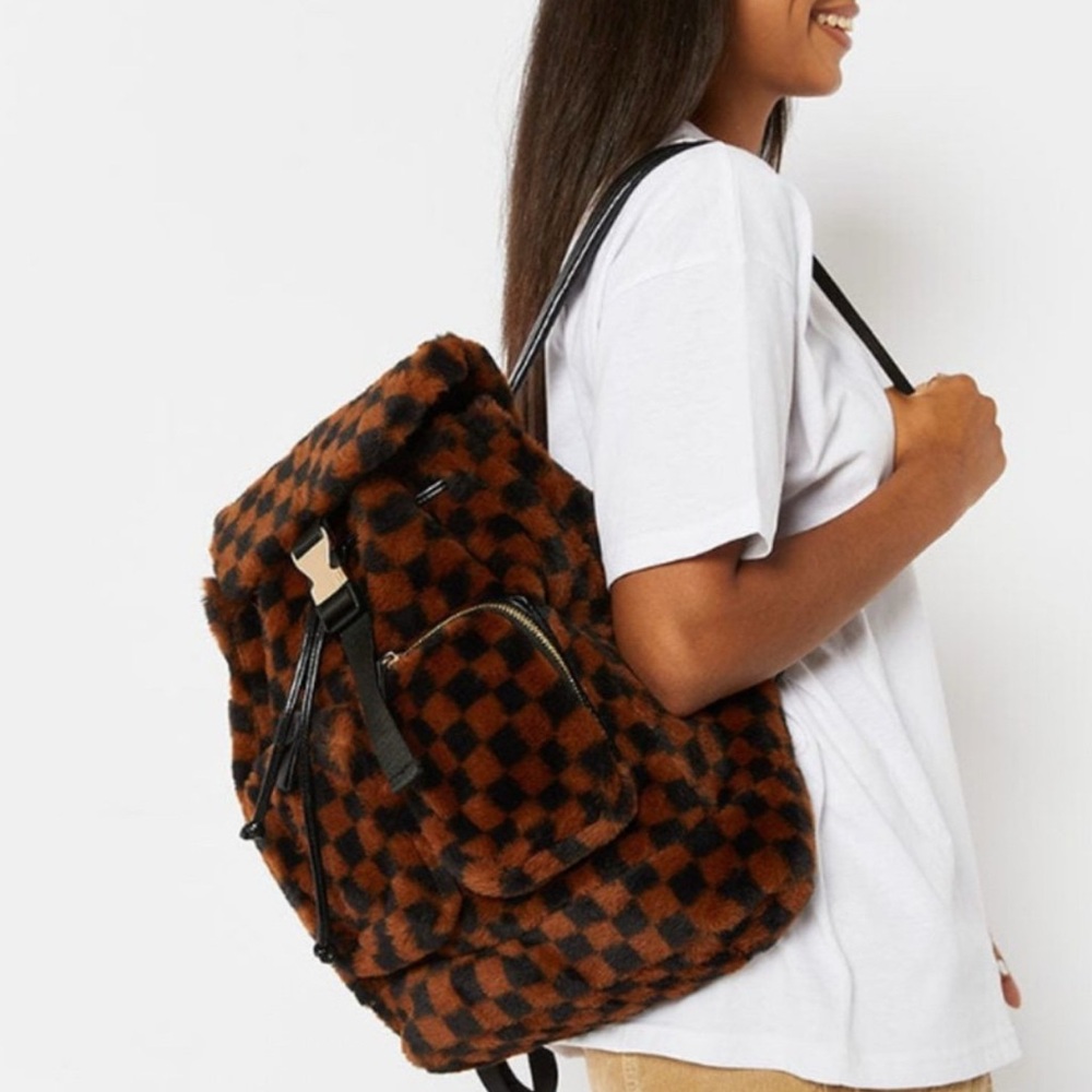 SKINNYDIP LONDON Fluffy Checkered Backpack